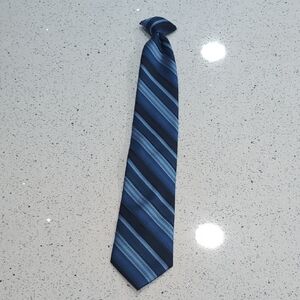 Elegant Blue Striped Men's Clip On Tie